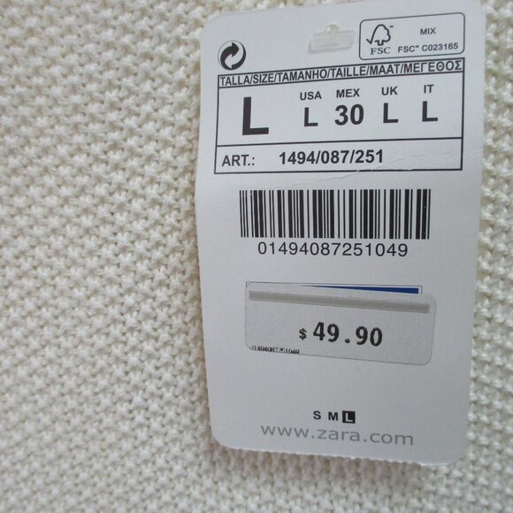 Zaraknit Sleeveless Sweater Size Large Ivory - Picture 5 of 6